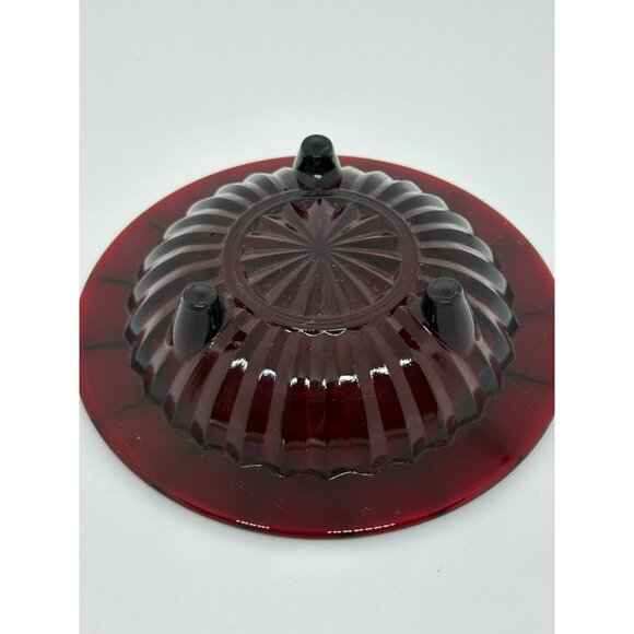 Vintage Anchor Hocking Royal Ruby Red Glass Ashtray 4" Footed Trinket Dish MCM - Picture 3 of 6